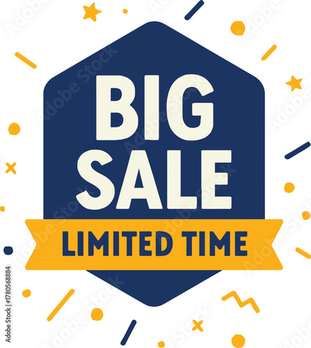 Big sale limited time offer isolated on white background for promotion event