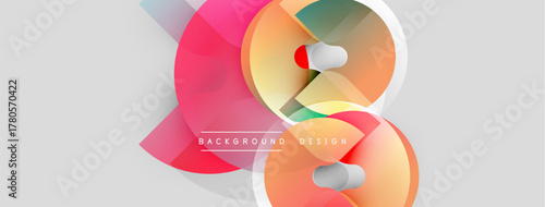 Abstract colorful shapes overlap. Gradient hues create dynamic visual effect. Text reads background design centered within composition.