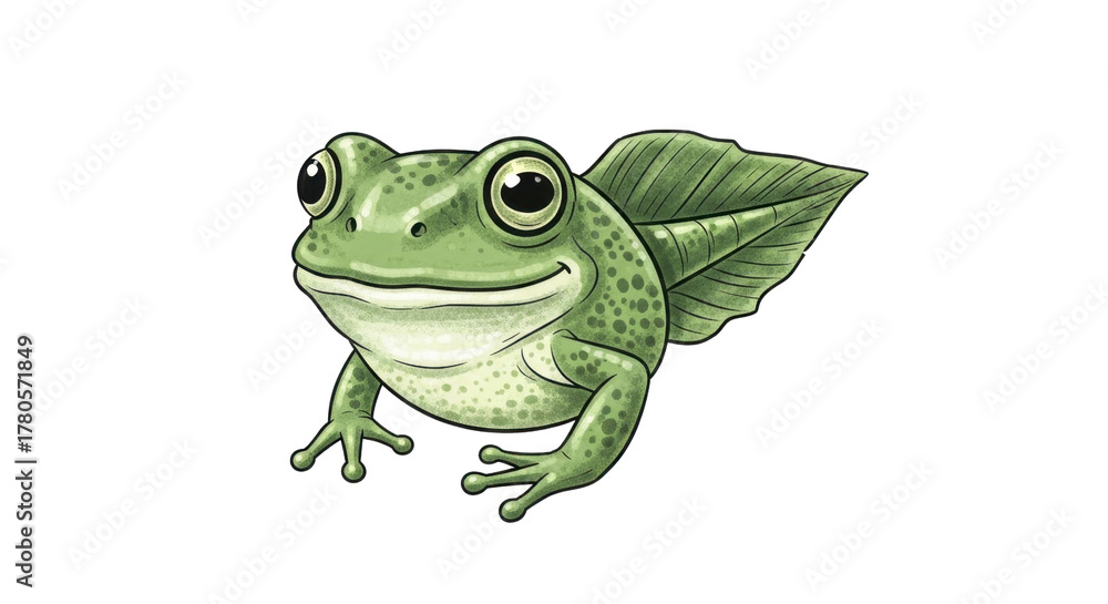 Obraz premium Adorable cartoon frog illustration, perfect for children's books, educational materials, and nature-themed designs with a playful, whimsical touch