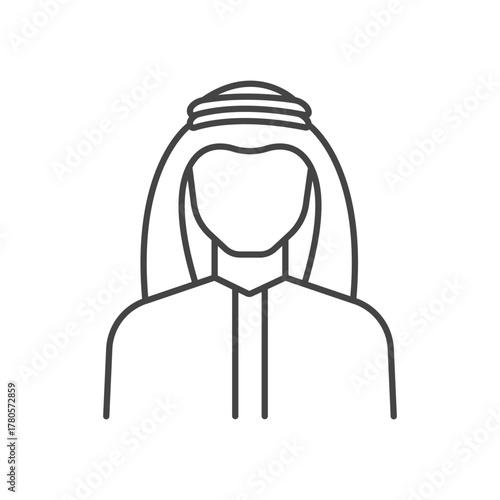 Arab man line icons. Saudi people avatar. Vector