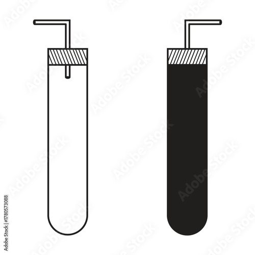 Lab flasks test icon, flask vector icon, chemistry laboratory black outline and filled version,  laboratory chemical glassware equipment. on white background.