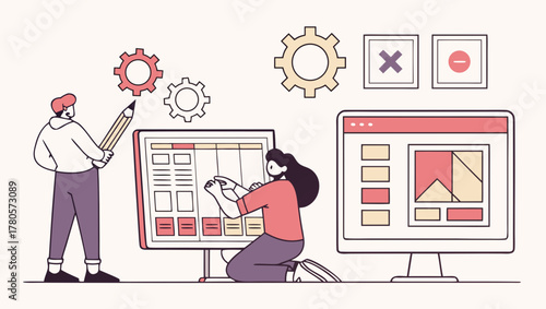 Web development team working on website design