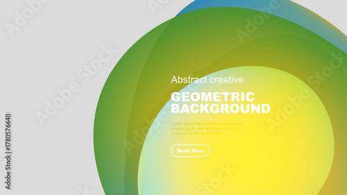 Abstract geometric background features vibrant color gradients. Yellow, green hues blend smoothly. Text invites further exploration.