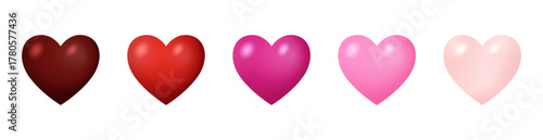 A set of vector hearts. A symbol of love for Valentine's Day and Mother's Day decorations. Vector illustration on an isolated background.