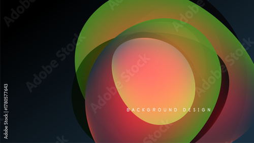 Abstract colorful swirls form dynamic oval shape. Gradient hues blend, creating modern visual impact. Black background enhances vibrancy.