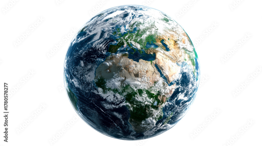 Fototapeta premium Detailed view of planet Earth with visible continents and oceans