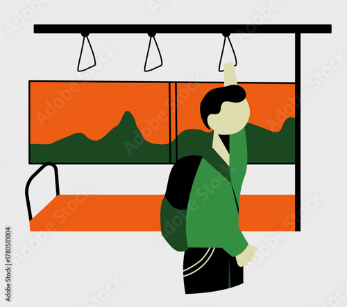 illustration of a person on a train vector illustration