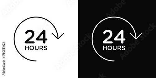 24 Hrs icon logotype designs. modern icon design set