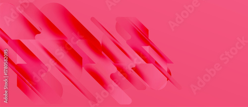 Abstract pink design features overlapping rectangles. Gradient shades create depth, modern aesthetic. Minimalist composition, vibrant color palette.