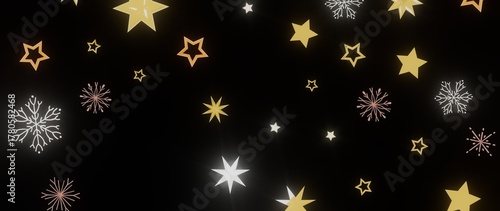 Wallpaper Mural Beautiful winter background with golden stars and snowflakes. Perfect for holidays, Christmas, and New Year. Torontodigital.ca