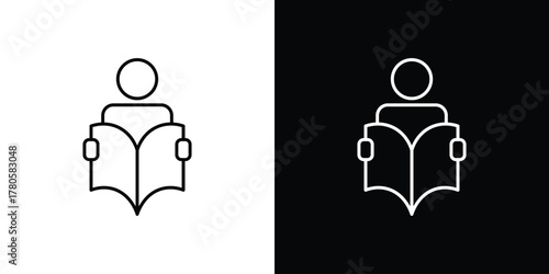 Book open reader icon logotype designs. modern icon design set