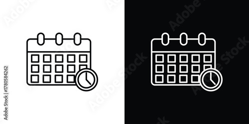 Calendar clock icon logotype designs. modern icon design set