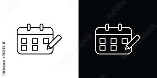 Calendar pen icon logotype designs. modern icon design set