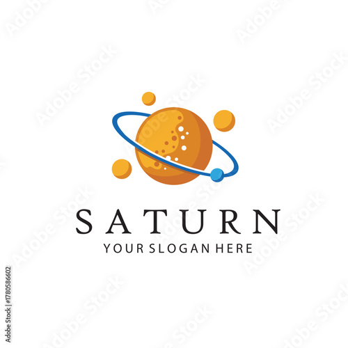 design of planet saturn with stars isolated on white background