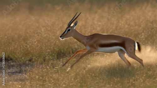 Running Thomson's Gazelle in African Savannah, Speed and Grace
