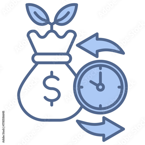 Investment Return Blue Icon