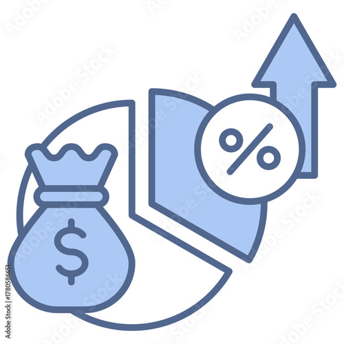 Profit Margin Blue Icon