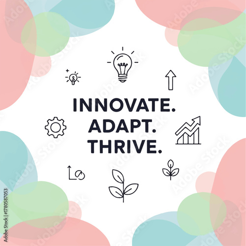Innovate, Adapt, Thrive Business Growth & Creative Ideas Graphic