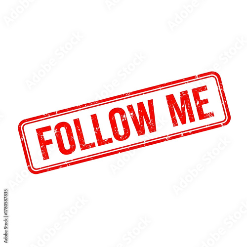 Bright red neon sign with the words follow me isolated on transparent background