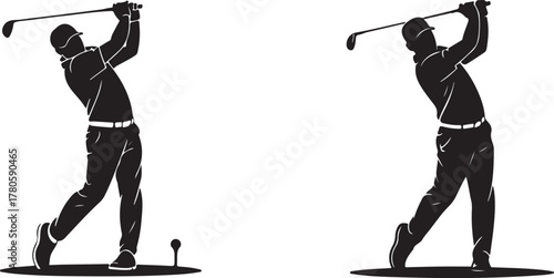 Golfers swinging clubs sport athlete