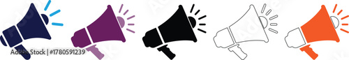 Flat megaphone icon for announcements, marketing,  megaphone, announcement, broadcast, speaker, loud, and communication.