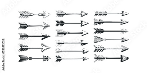 Collection of Hand Drawn Arrow Styles on White Background