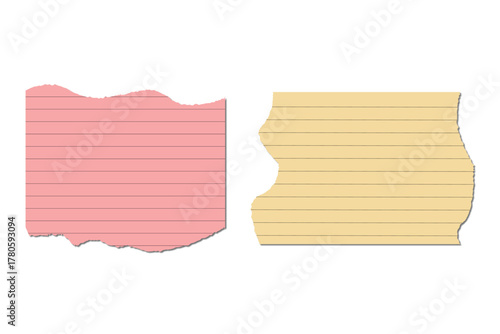 two color full blank lined paper notebook paper with torn edges isolated on transparent background,note paper message office business tag sign