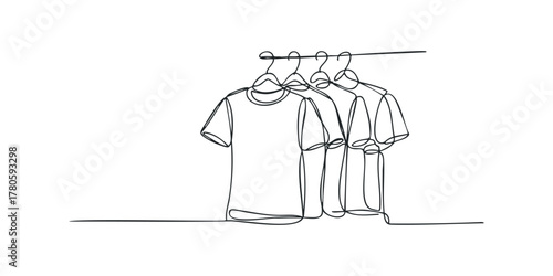 Line art t-shirts on hangers