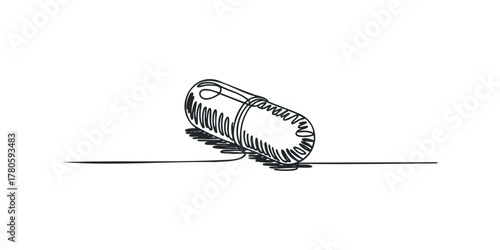 Line Drawing of a Single Medicine Capsule