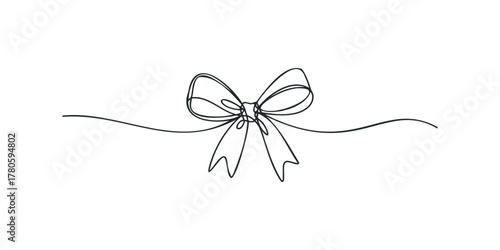 Single line drawing of a bow tie on white background