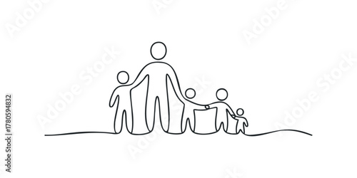 Family connection continuous line drawing of people