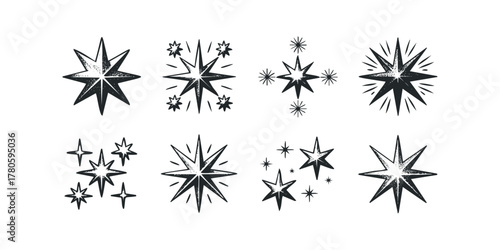Collection of stylized starburst icons