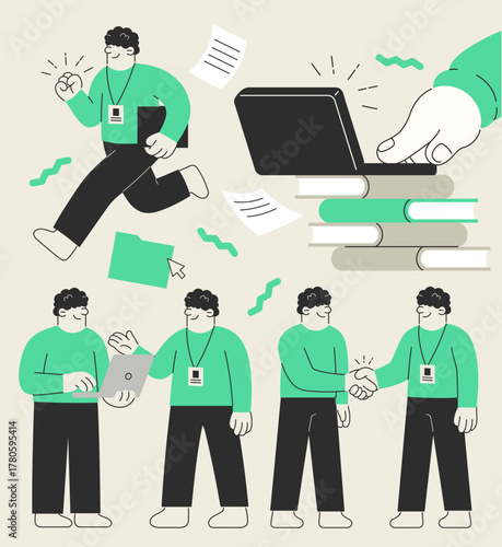 Office Work Activity Illustrations of an Office Worker