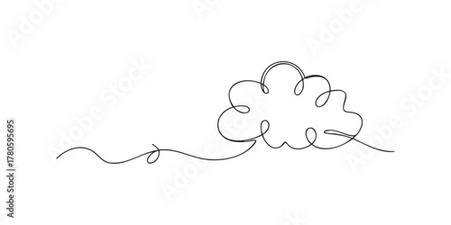 Minimalist single line drawing of a cloud shape