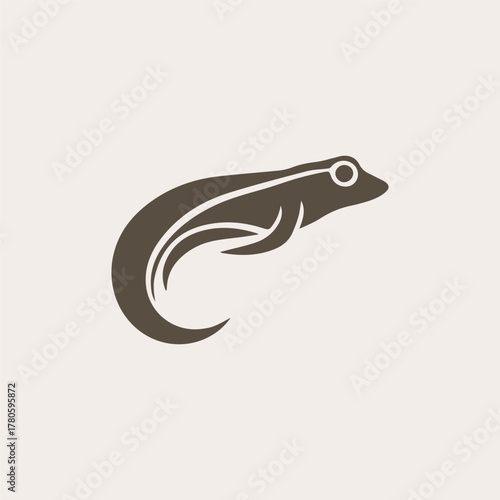 Silhouette style minimal tadpole t-shirt design featuring clean black vector art of a tiny tadpole, perfect for nature lovers, aquatic life enthusiasts, biology fans, minimalist art admirers, and mode