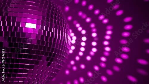 Dazzling Disco Ball - A Night of Purple Lights and Reflections.