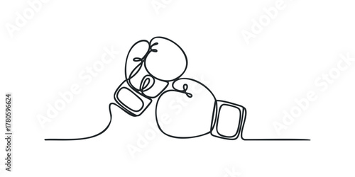 Continuous line drawing of boxing gloves