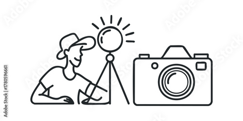 Man with Camera and Light Source Icon