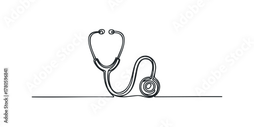 Continuous Line Drawing of a Stethoscope on White