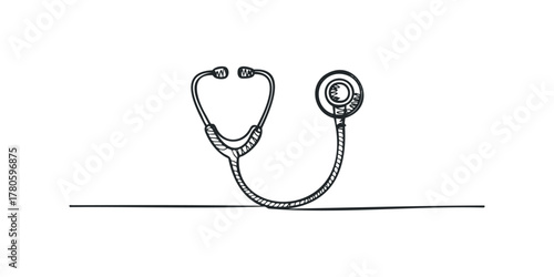 Hand drawn stethoscope on white background