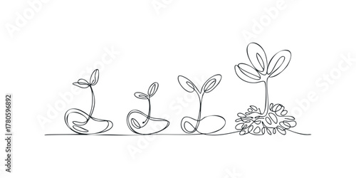 Seedling growth progression abstract sketch