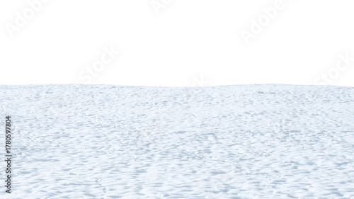 Fotografie Snowy landscape: field with  footprints, isolated on transparent background