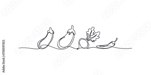 Continuous line drawing of vegetables