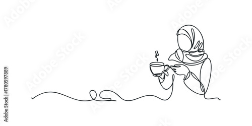 Woman in Hijab Holding Coffee Cup