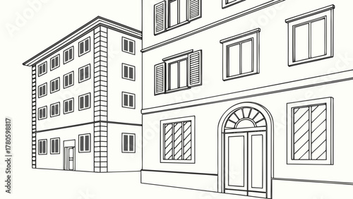 Architectural sketch of a building facade