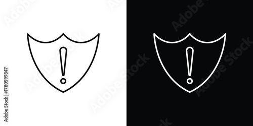 Shield exclamation icon logotype designs. modern icon design set