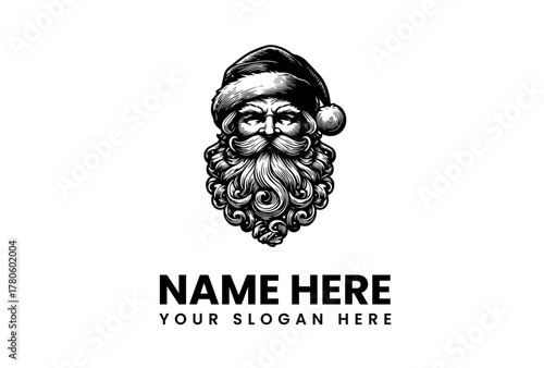 Vintage Santa Claus Logo Design with Ornate Beard for Holiday Season Branding