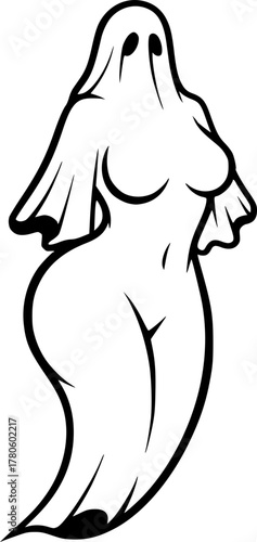 Ghost logo sexy woman . Ghost isolated on white background. Vector illustration
