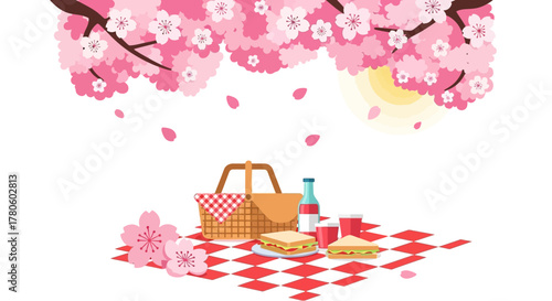 Picnic Scene Under Cherry Blossoms A Delightful Outdoor Springtime Gathering