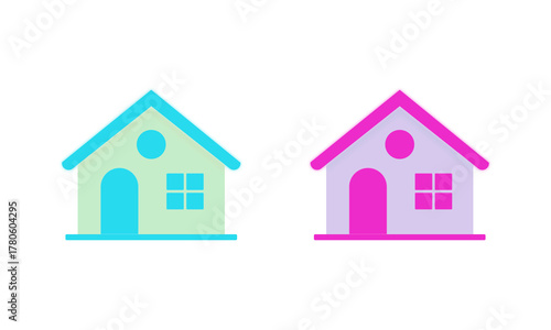 Wallpaper Mural Cyan Pink Home Icon Transparent PNG for Print Graphic Design Projects - Perfect for Brochures, Flyers, Branding Materials, Real Estate Advertisements, Magazine Layouts Torontodigital.ca